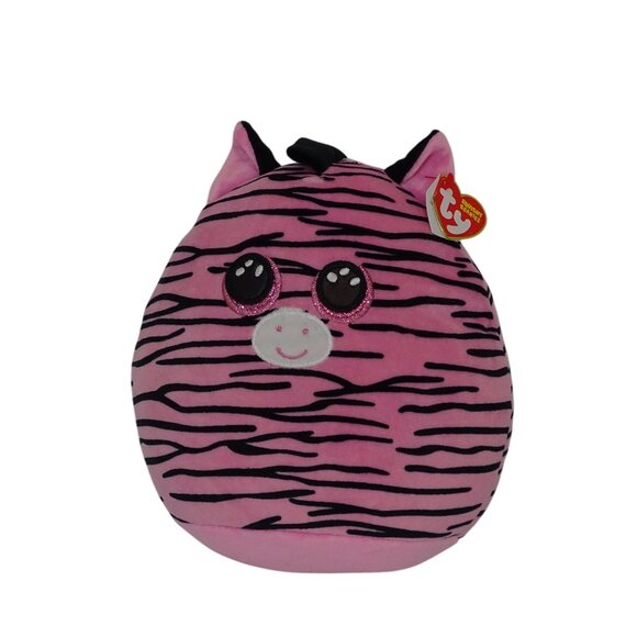 Ty Squishy Beanies Zoey Zebra Pink Black Plush Stuffed Animal 2022 Collectible - Picture 1 of 10